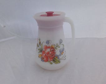 Retro Jug Pitcher Milk Glass Opal Glass Jug Pitcher French Vintage ( Ref no,A56 )