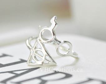 Deathly Hallows Ring - Harry Potter Jewelry - Harry Potter Fan - Harry Potter Movie - Silver - Gold - Gift for Her - Sister Gift - Friend