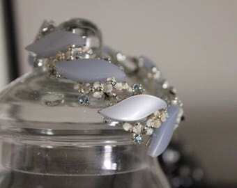 Vintage Blue Enamel and Pearl Bracelet