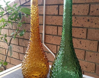 Vintage/Hobnail/Italian/Green/Amber Genie Bottles