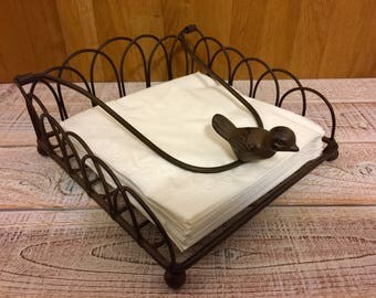 Napkin Holder , Bird, Bird Decor, Kitchen Decor , Metal, Rustic, Dining , Dining Room, Wrought Iron, Picnic, Garden , Patio
