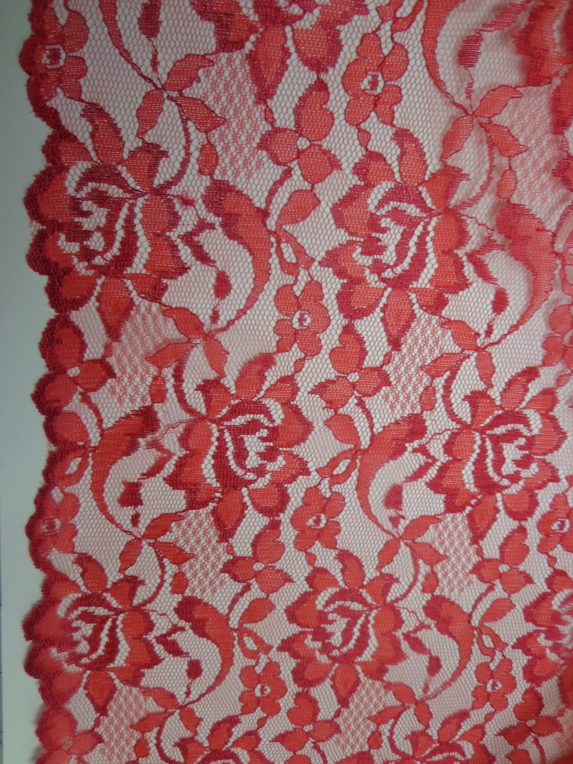 Red Galloon Floral Lace Fabric from TrinaFabrics on Etsy Studio