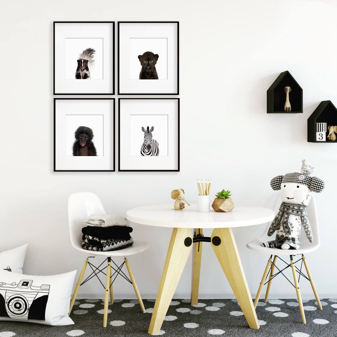 Zebra Print Nursery Animal Wall Art Black and White Nursery