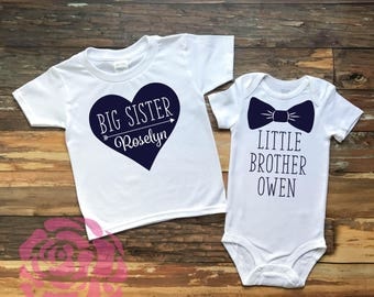 Big Sister Little Brother Shirt Set, Big Sister Little Brother Set, Big Sister Shirt, Little Brother Shirt, Sibling Shirts, Sibling Tee