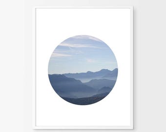 Set of 3 Nature Circle Prints Mountains Forest Ocean Sea