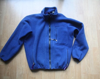 Vintage Patagonia Blue Fleece Jacket // 90s Fleece Zip Jacket // women's blue fleece coat // made in usa