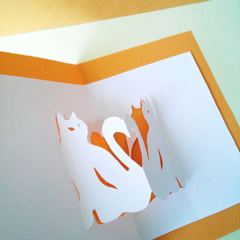Printable 3D  Pop Up Cat  Card  Template DIY Card  Template 