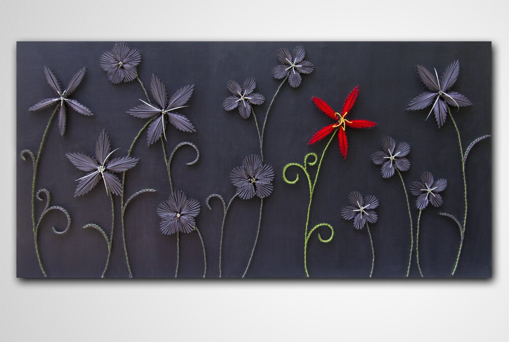 String art flowers Wall hanging Strings and nails art