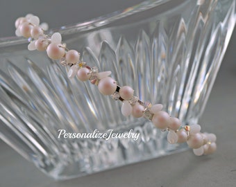Bridal pearlescent white headband, Wedding headband, Bridesmaid hair accessories, Pearl hair band, Wedding hair piece, Wedding curly hair do