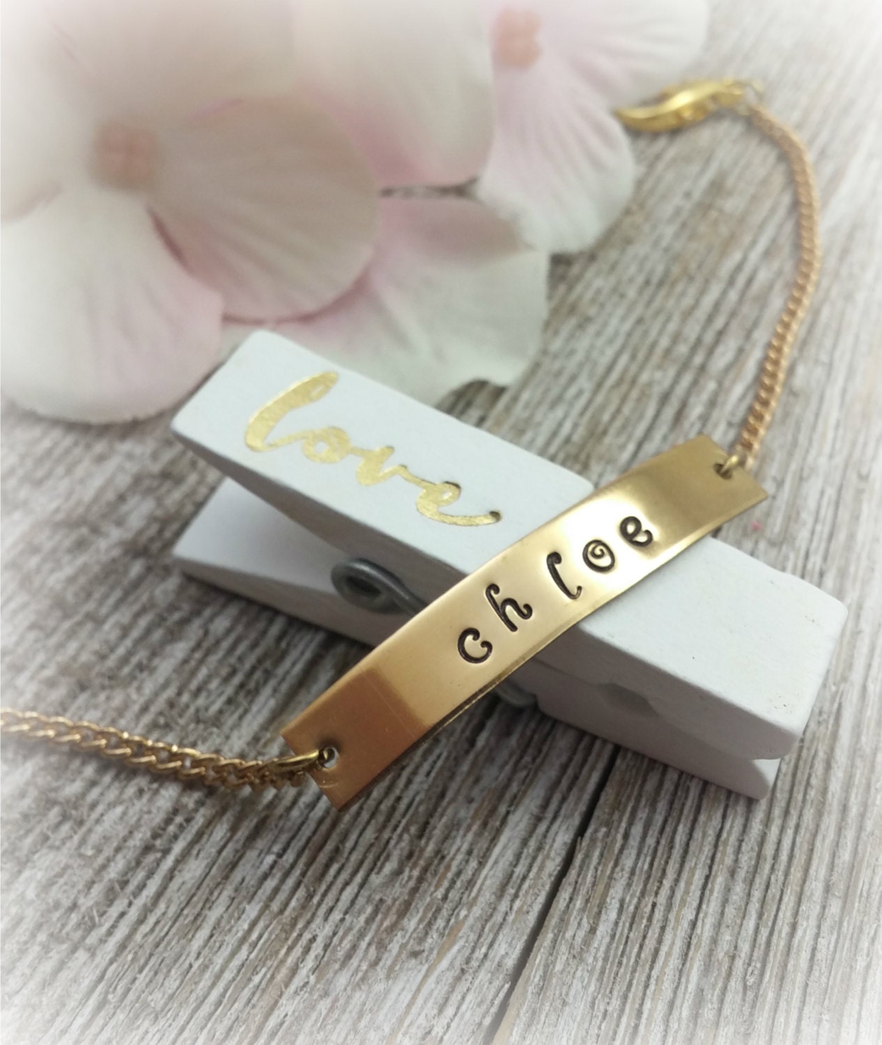 Hand stamped, Personalized, Gold Bracelet, Gifts for Her