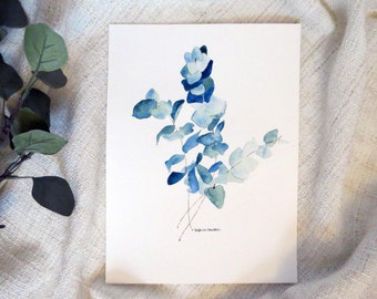 Eucalyptus watercolor painting • Peinture eucalyptus aquarelle - fait main et produit unique