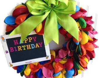 Balloon wreath ,birthday wreath,party wreath, celebrating wreath