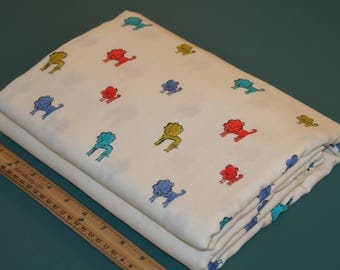 2 Yards Cotton + Steel Clover Dog Lions Double Gauze Fabric NEW