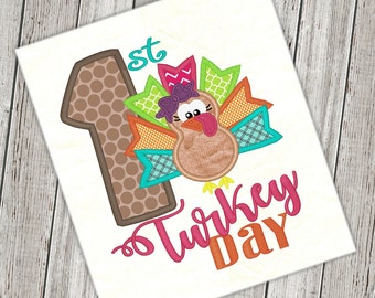First Thanksgiving Turkey Applique Design Fall Design Thanksgiving Embroidery Turkey Applique Embroidery Design Petunia Petals Designs 1149