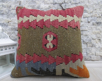 antique turkish kilim rug pillow cover kilim pillow 14 x 14 kilim lumbar pillow decorative boho pillow ethnic pillow throw pillow