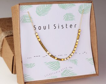 Soul sister necklace, best friend gift, best friend necklace, Morse code necklace, soul sister bracelet, Morse code, gift for best friend