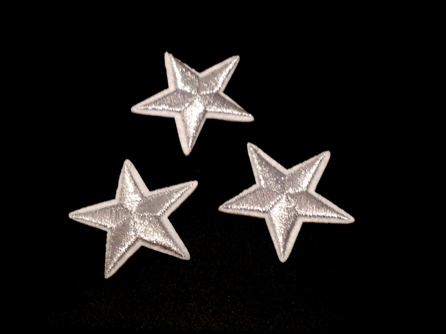 3 X Patches Star In Grey Embroidered Iron Patch For Ironing Clothing