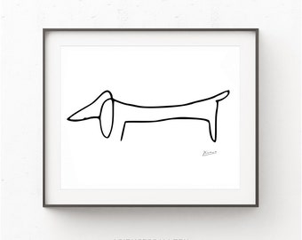 Picasso Print, Picasso Poster, The Dog Picasso, Picasso Dachshund, Picasso sketches, Picasso Line Drawing, Minimalist Print, Pablo Picasso