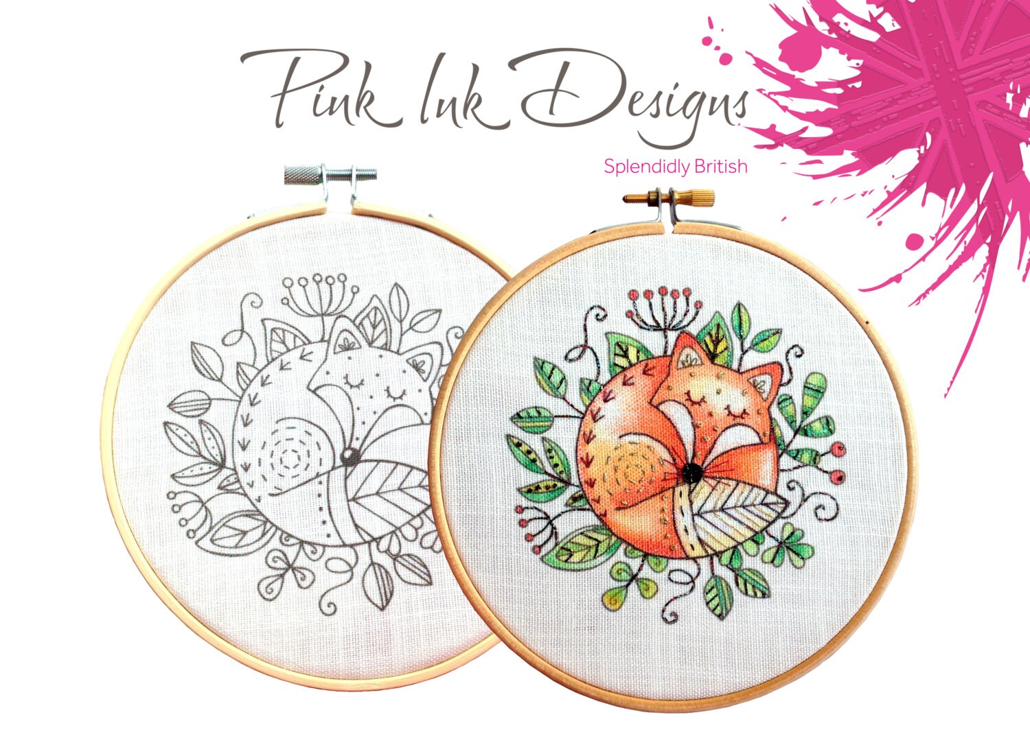 Download Fox embroidery pattern. Paint or stitch.