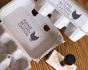 Please Return Carton Stamp - Chicken Egg Carton Stamp - Customizable