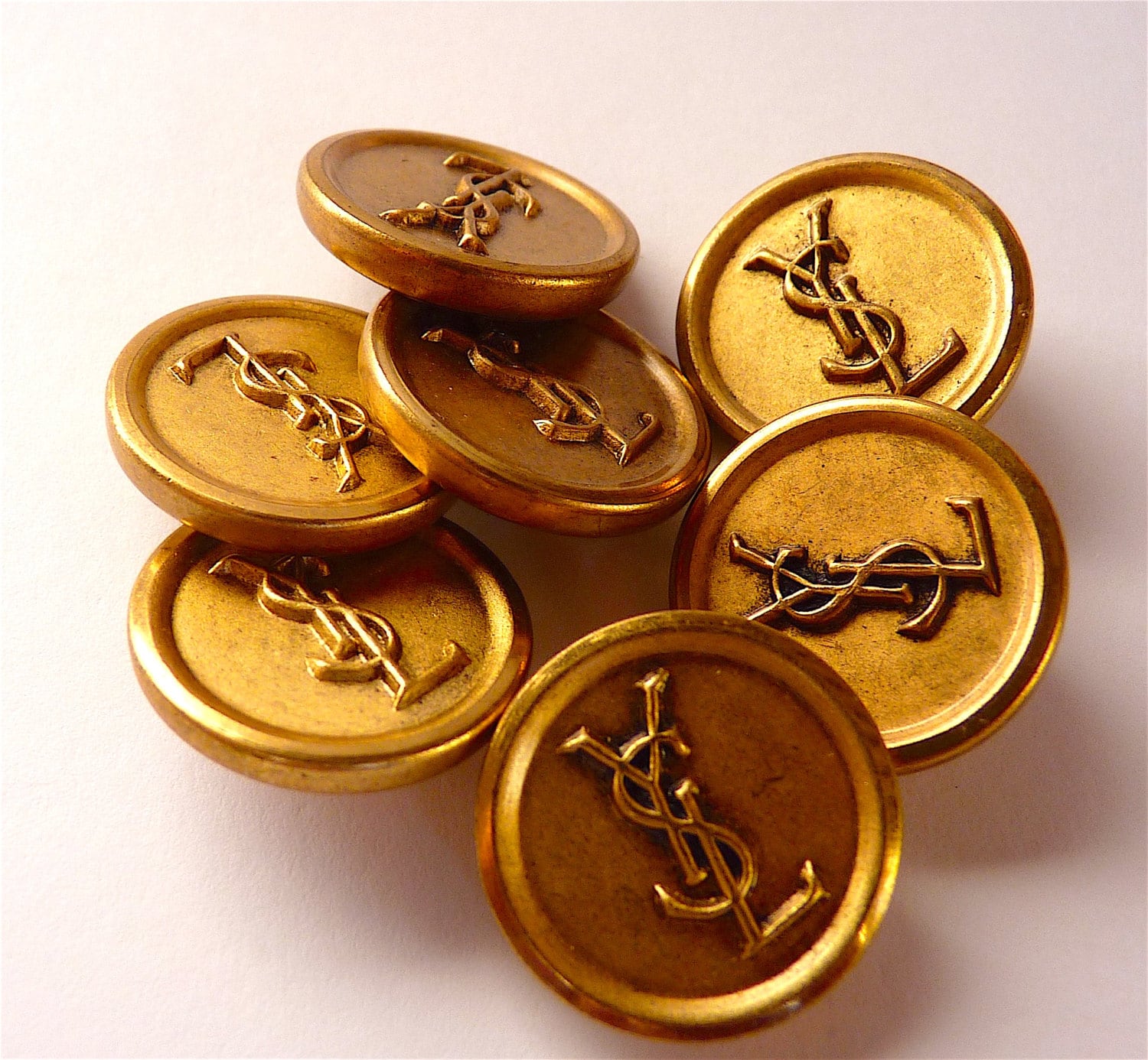 Yves Saint Laurent Buttons Authentic YSL Vintage YSL Logo