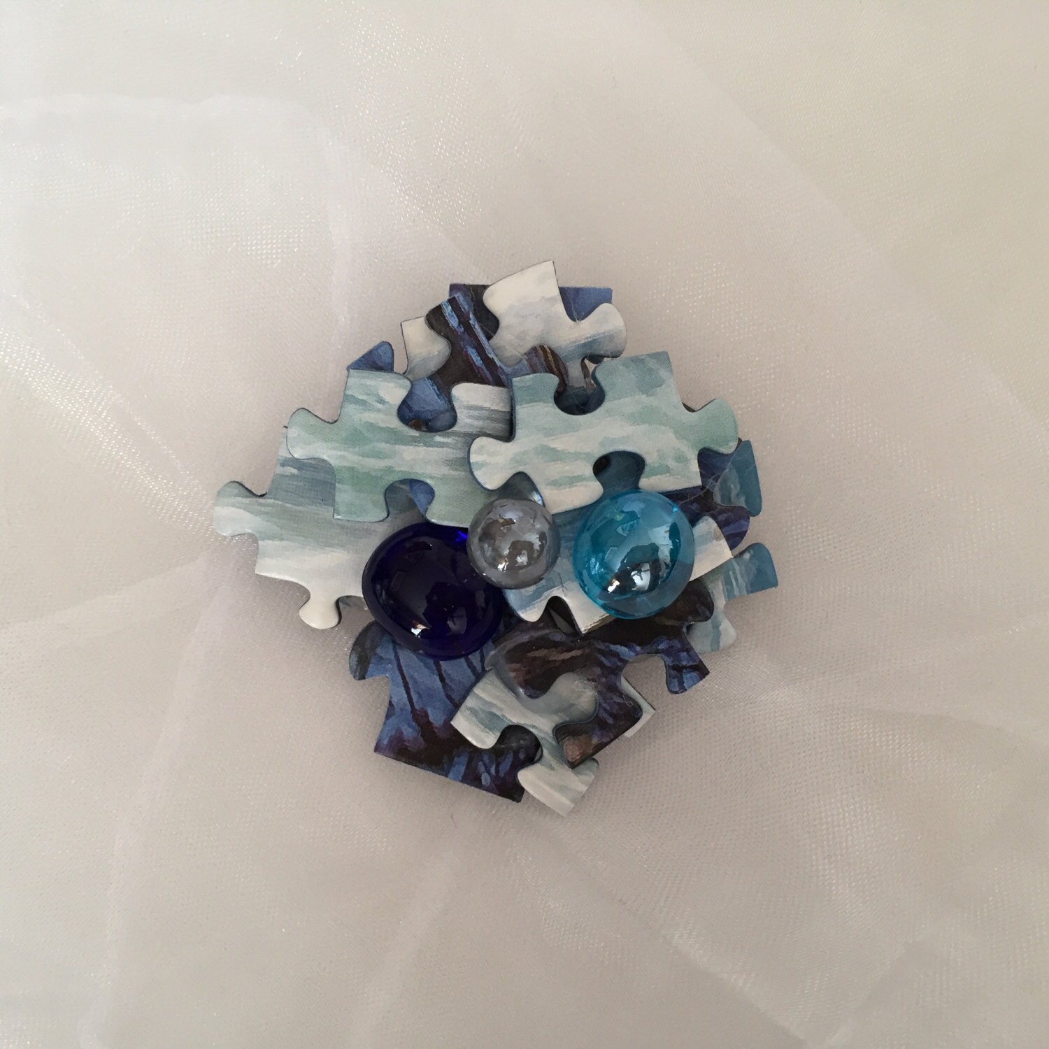 Puzzle piece jewelry brooch Scarf brooch Statement brooch