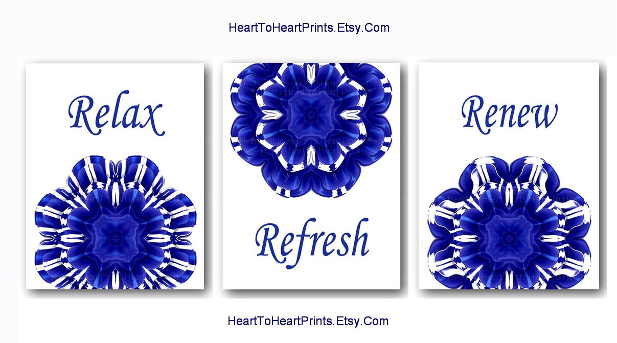 Bathroom Wall Decor Navy White Bathroom Wall Art Cobalt Blue