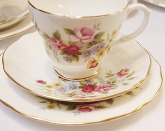 Floral DUCHESS bone china tea set: tea cup, saucer and tea plate. Such a pretty teaset.