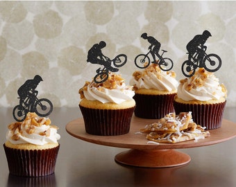 Bicycle Cupcake Toppers Bicycle Party Boy's Birthday Cupcake Toppers Sports Cupcake Topper Bicycle Team Party Cupcake Toppers