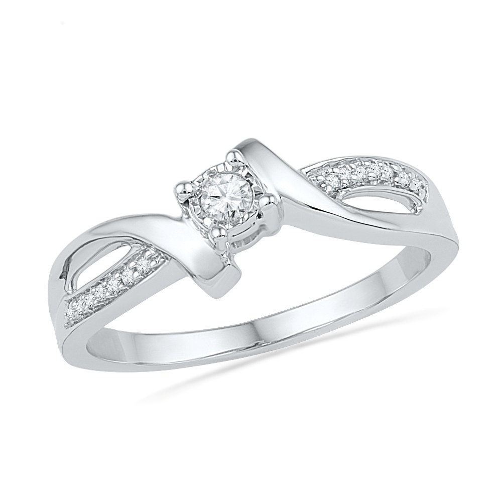 Promise Ring 10k White Gold Ring Diamond Engagement Ring or