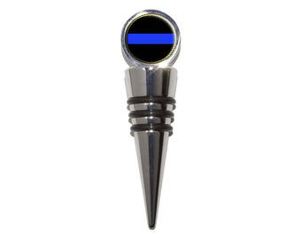 Thin Blue Line Flag Wine Bottle Stopper Cork