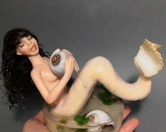 OOAK Art Doll sculpture by Bibs Lovelypam snail with Fun