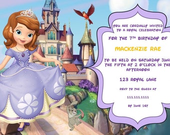 Disney Sofia The First Princess Birthday Invitation Digital Download