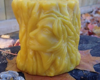 100% Pure Beeswax Pillar Candle. Wood Spirit Goddess - FREE Gift Wrap!