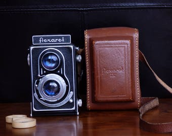 Flexaret IV, Camera, Old Cameras, Meopta, with Original Leather Case, made Czechoslovakia, Vintage, Retro, Antique, TLR Camera, 6x6 Camera