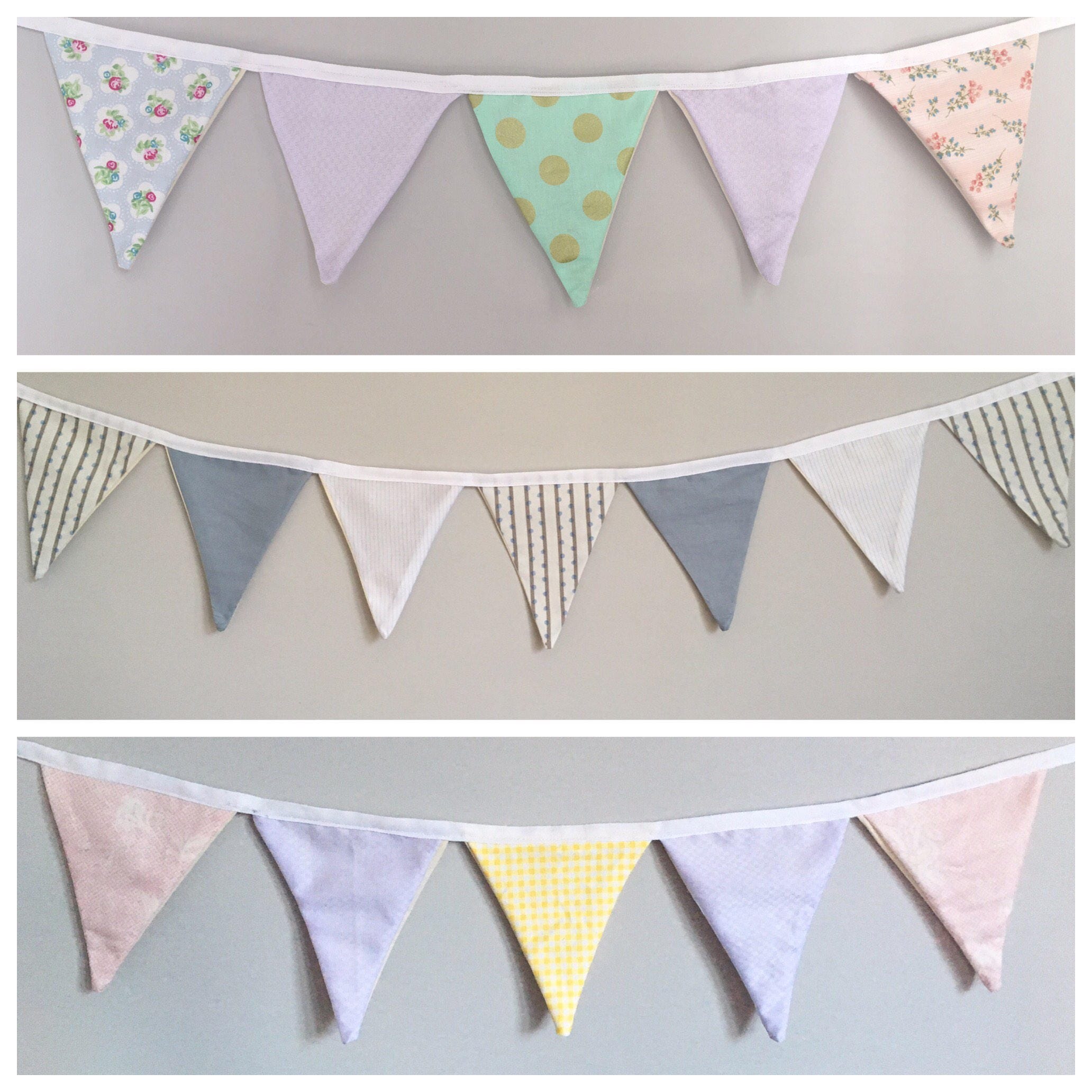 Plain Fabric Bunting / Nursery Decor