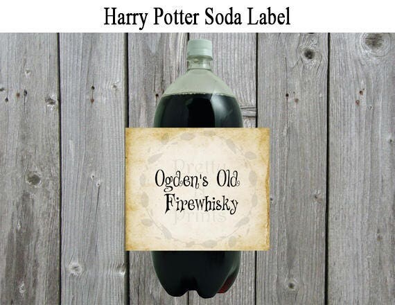 Harry Potter Party Soda Label Ogden's Old Firewhisky
