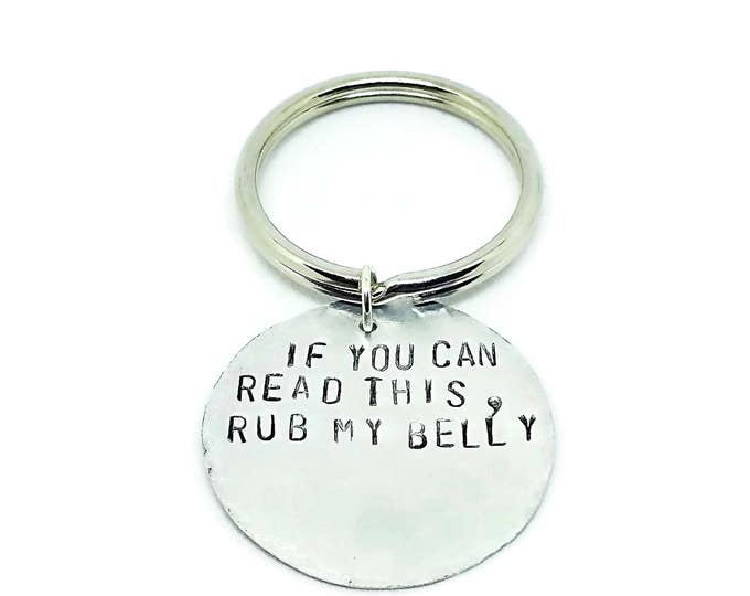 If You Can Read This Rub My Belly Hand Stamped Pet Tag, Funny Dog Tag, Hand Stamped Cat Tag, Gift for Dog Lovers