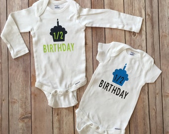 Half Birthday Onesie - 1/2 Birthday Onesie - 38 COLORS AVAILABLE!