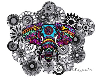 Zentangle elephant | Etsy
