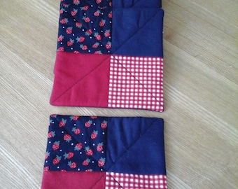 Coaster set, patchwork coaster, fabric coaster, quilted coaster, mug rug, table mat