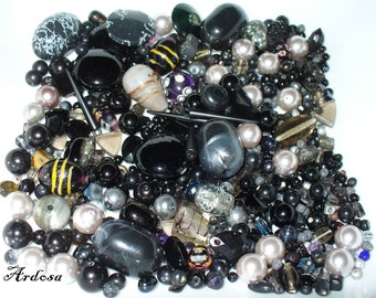 Vintage Jet Black Plastic Star Snowflake Bead (100 Pieces