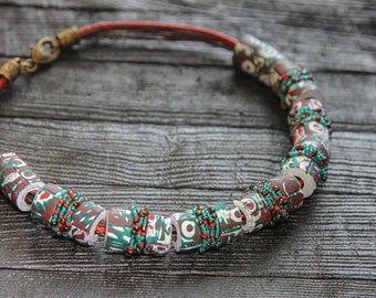 African jewelry Red Necklace Boho Jewelry Boho necklace African Necklace Green Statement Necklace Ethnic Necklace Big Bold Chunky Necklace