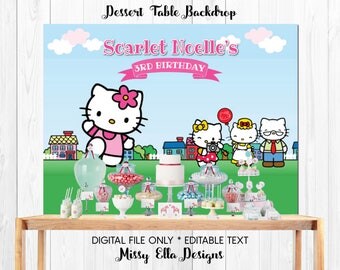 Hello Kitty Dessert Table Backdrop // Hello Kitty Themed Party // Personalized Party Backdrop // Digital Printable