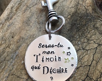 Hand Stamped French Witness Keyring