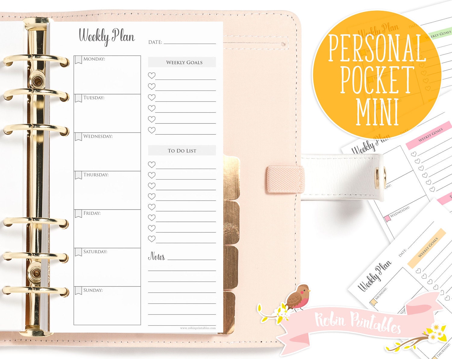 Weekly Plan Printable Planner Insert Personal Size Pocket