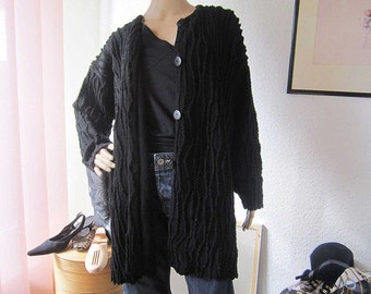 Vintage knit cardigan sweater with oversize structure
