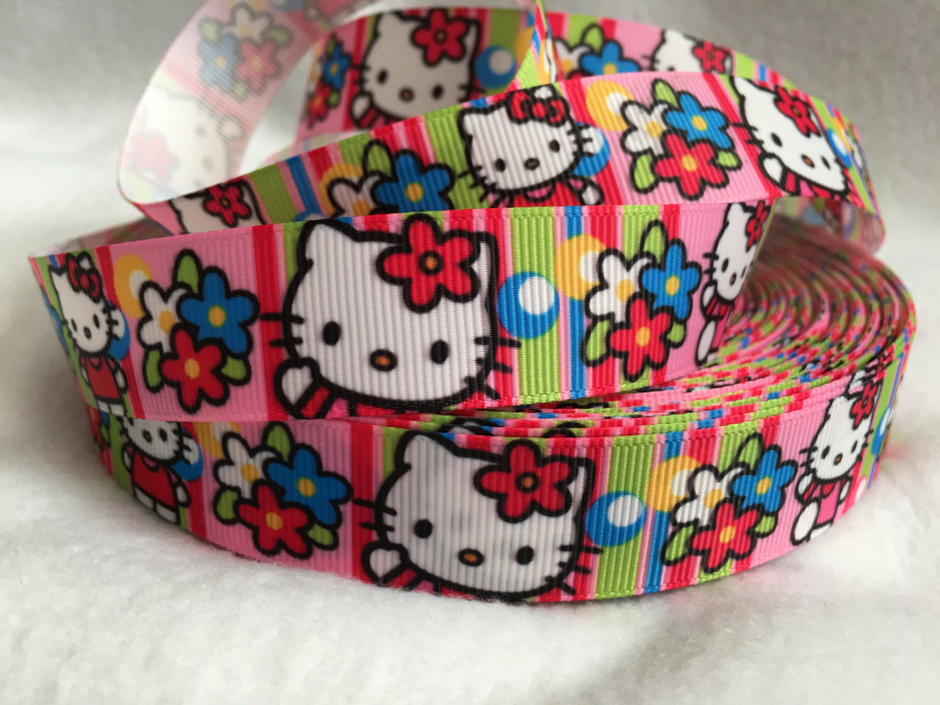 Hello Kitty Ribbon, Grosgrain Ribbon, Cute Ribbon, Cartoon Ribbon