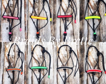 Custom Rope Halter; Paracord Horse Tack; Braided Nose Band, Soft, double braided polyester rope