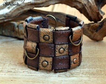 Boho bracelet Cuff bracelet Boho cuff Brown bracelet Unique bracelet Unusual bracelet Chunky bracelet Wide bracelet Polymer clay jewelry